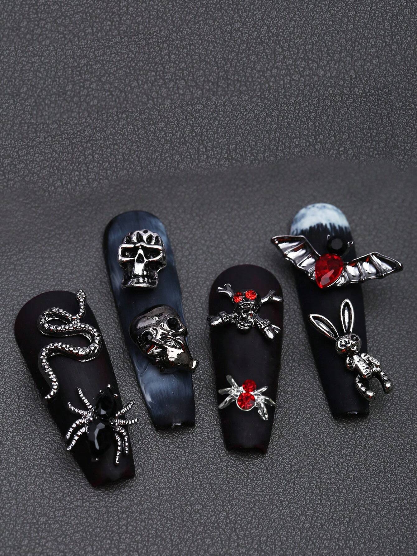 Dark Coquette Nail Charms | Gothic Rose Nail Art Decorations for Press-On Nails | 20 PCs
