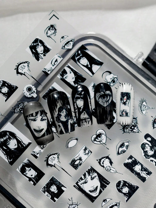 A Midnight Dark Revenge Nail Sticker | Dark Gothic Style Hand Drawn