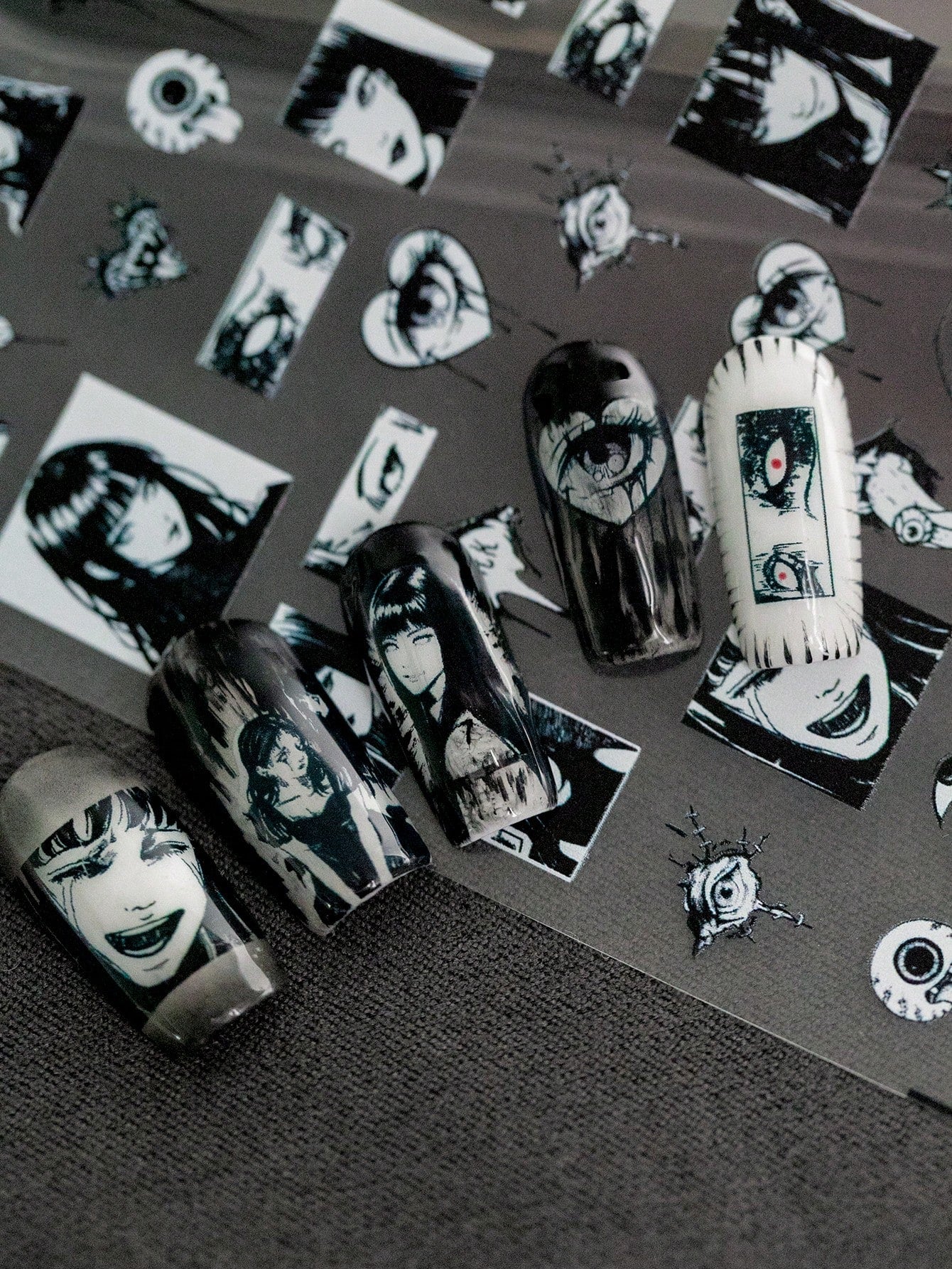 A Midnight Dark Revenge Nail Sticker | Dark Gothic Style Hand Drawn