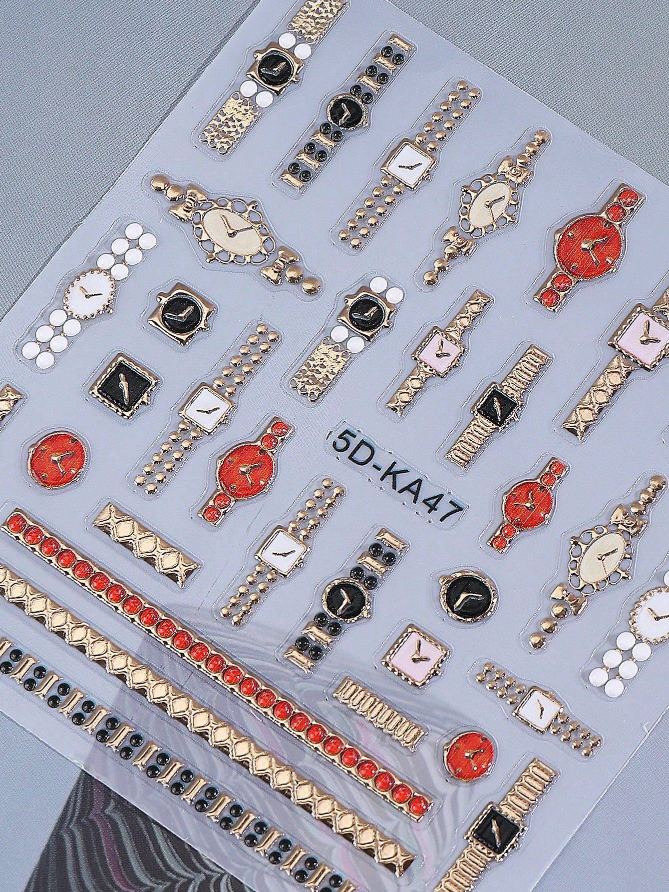 Vintage Embossed Watch Design Nail Art Stickers | 2 PCs
