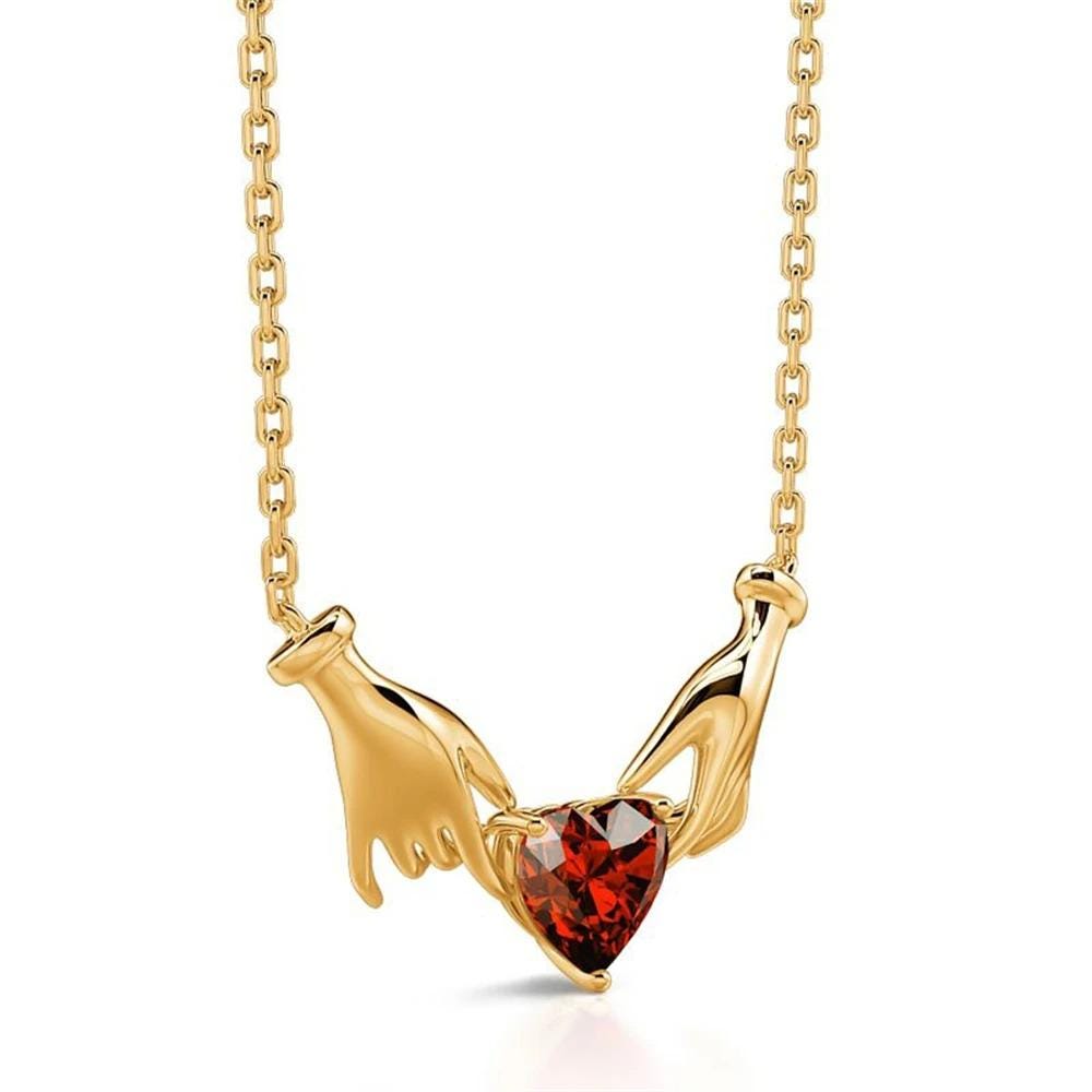 Dainty Gold Hands Holding Heart Necklace