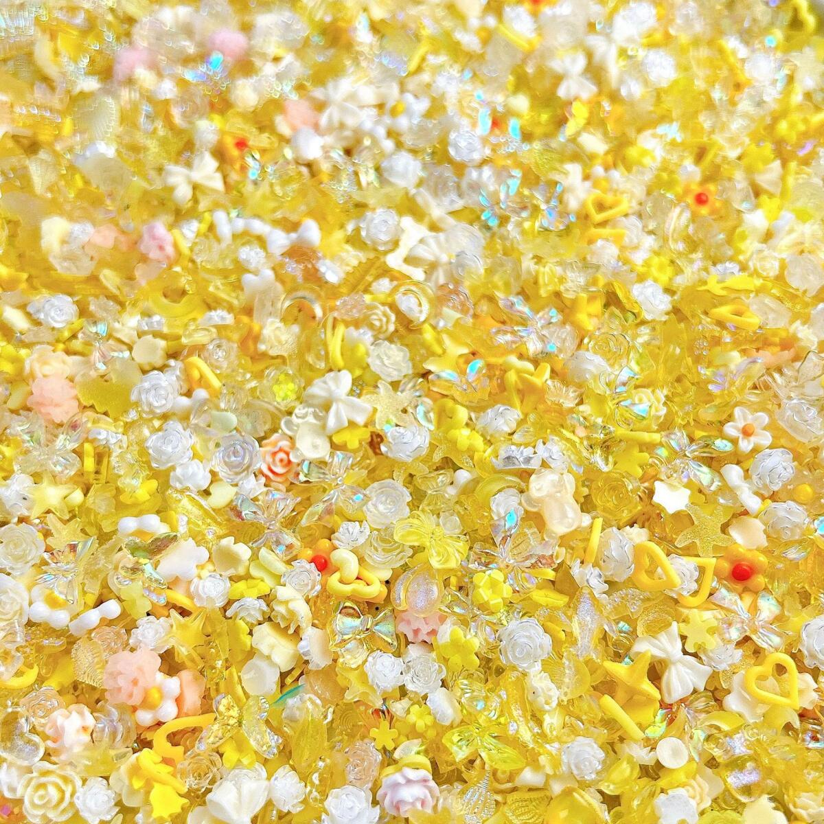 Golden Hour Glam, 50pcs Summer-Inspired Nail Charms for a Radiant Look