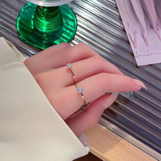 Single Fine Ring Titanium Steel and Zircon Stone