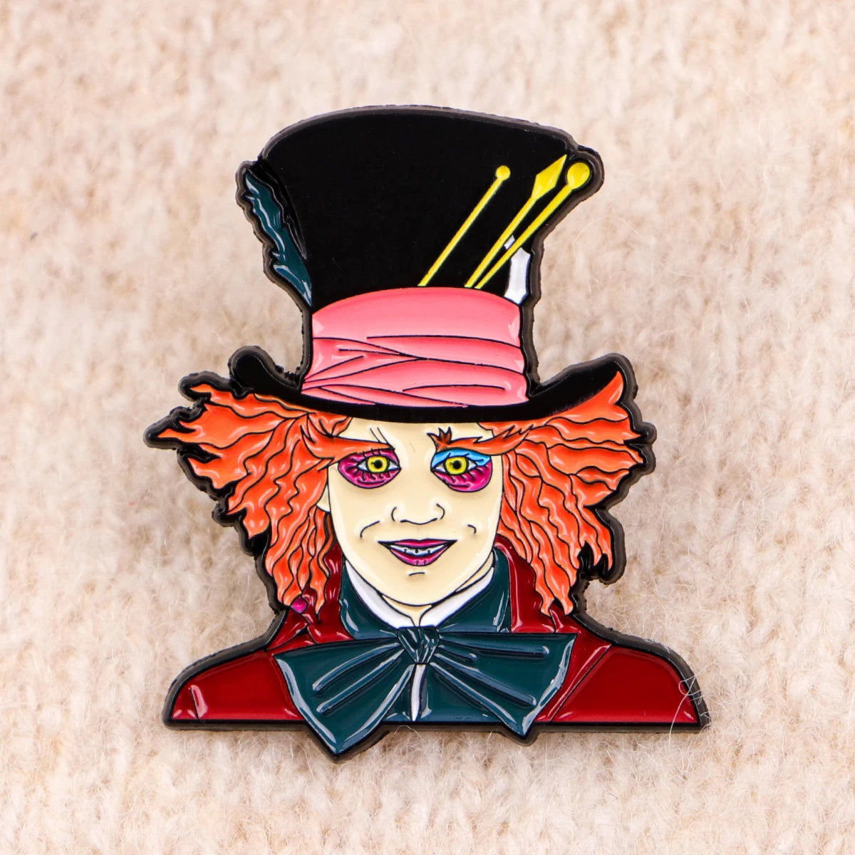 Mad Hatter Enamel Pin – Wonderland-Inspired Fantasy Collectible Bold Colors & Whimsical Design