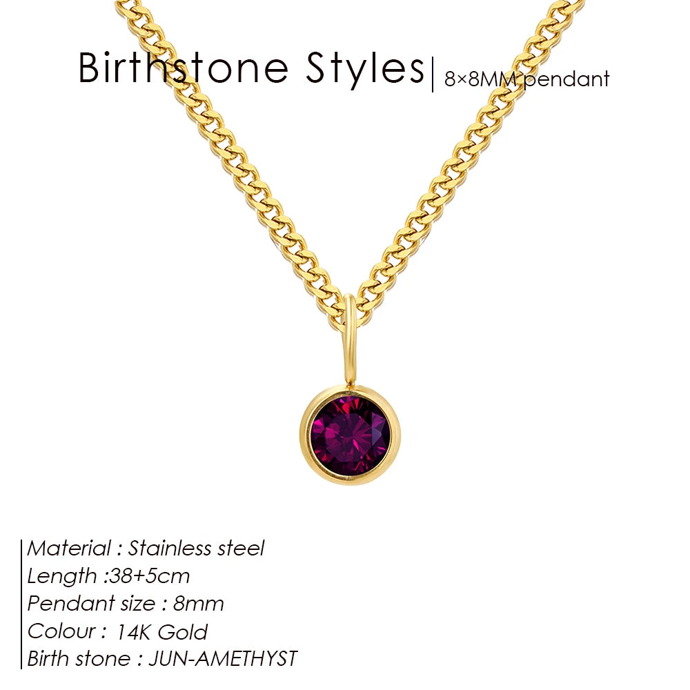 Custom Birthstone Chain Necklace – Choose Your Metal & Stone