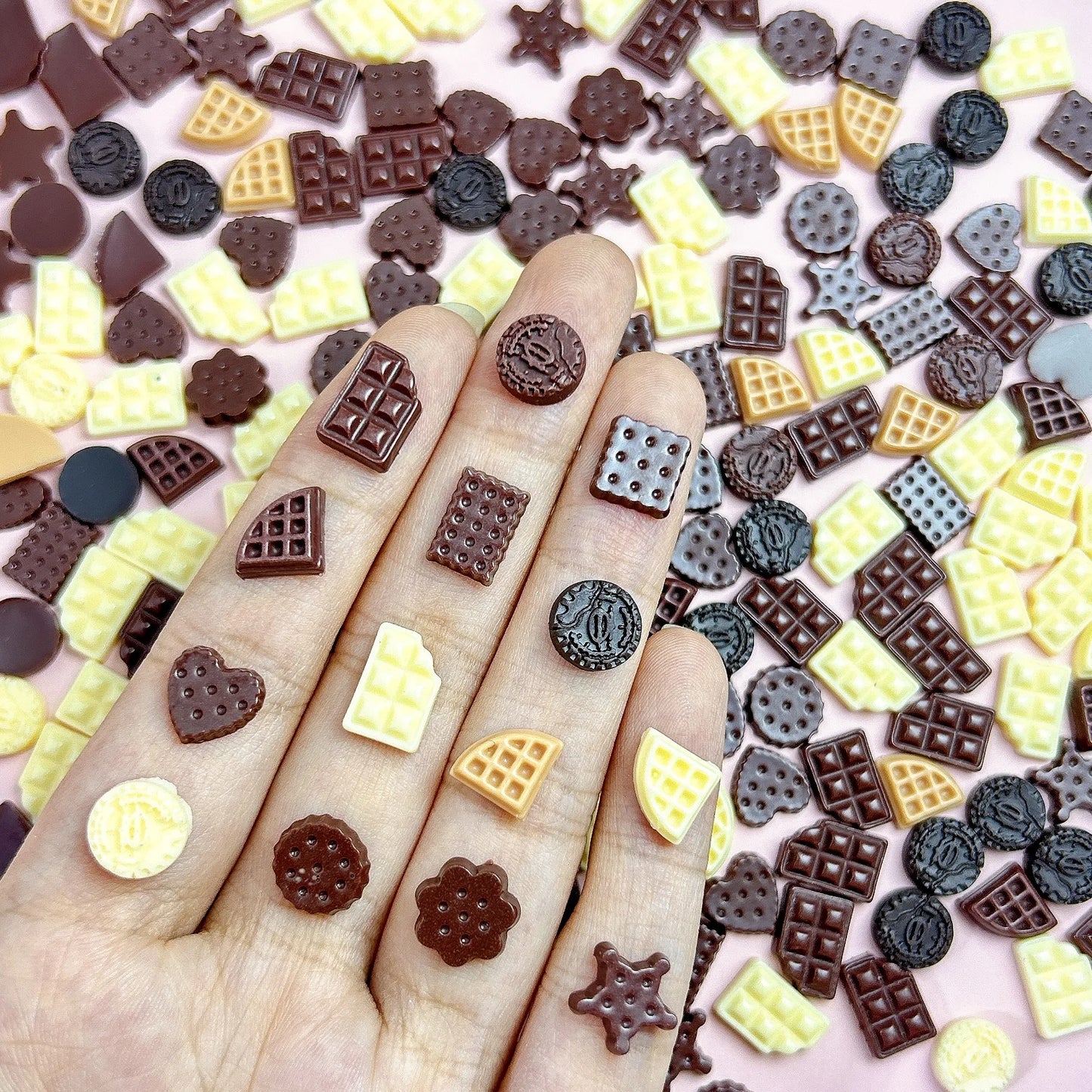 30pcs Food Nail Charms Resin 3D Cute Biscuit Donut Shape