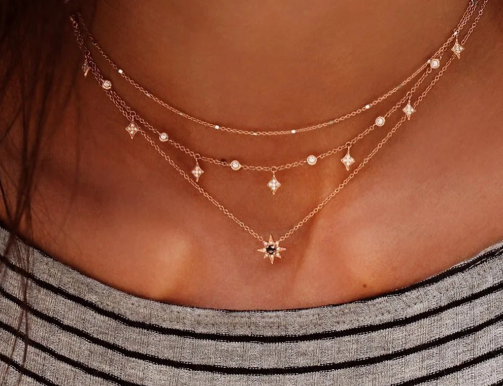 Triple Layer Crystal Pendant Necklace