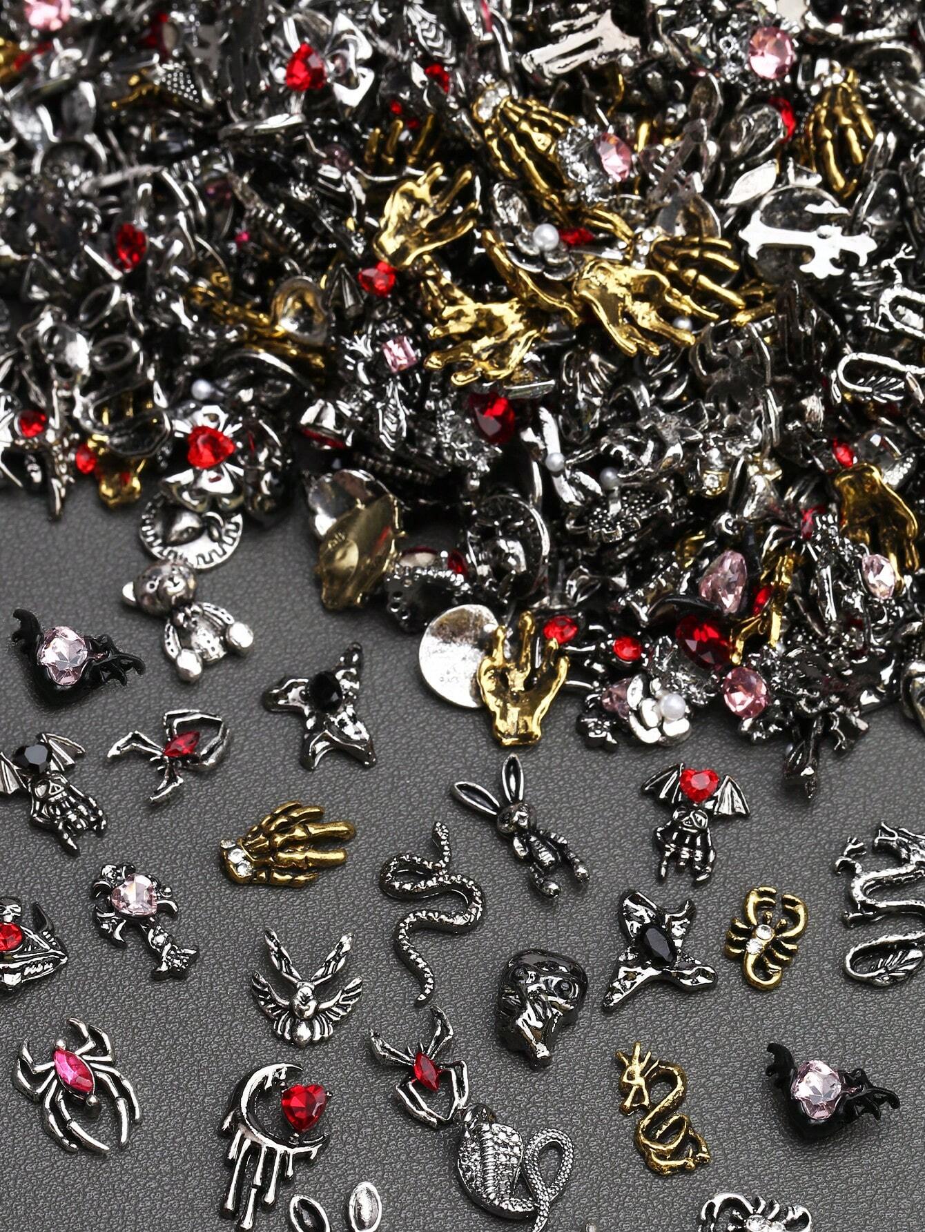Dark Coquette Nail Charms | Gothic Rose Nail Art Decorations for Press-On Nails | 20 PCs
