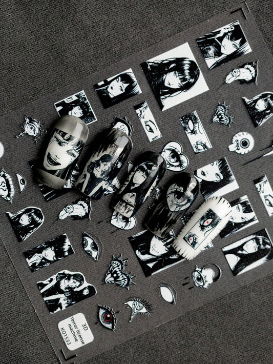 A Midnight Dark Revenge Nail Sticker | Dark Gothic Style Hand Drawn