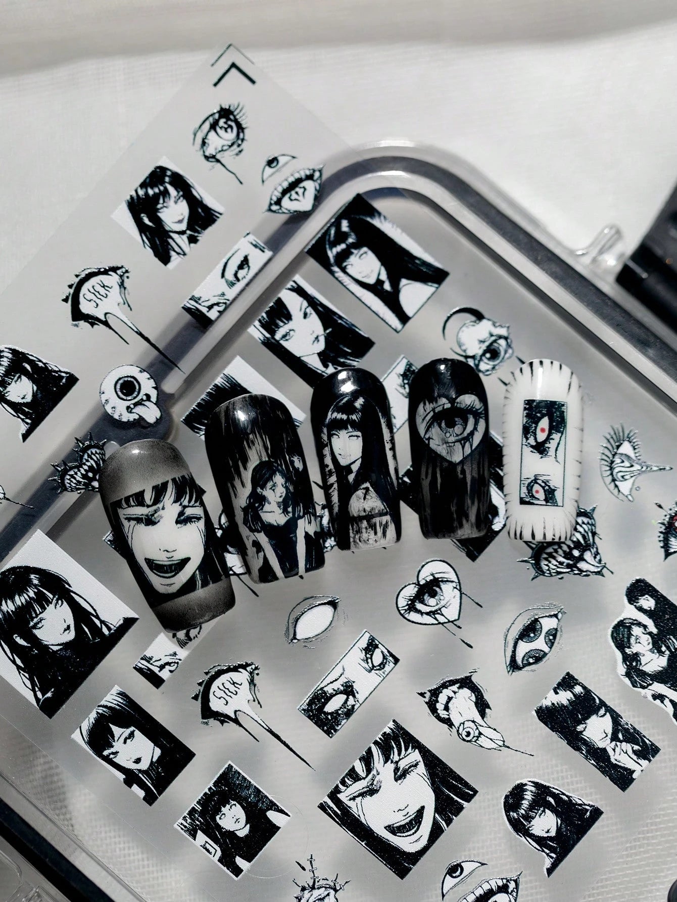 A Midnight Dark Revenge Nail Sticker | Dark Gothic Style Hand Drawn