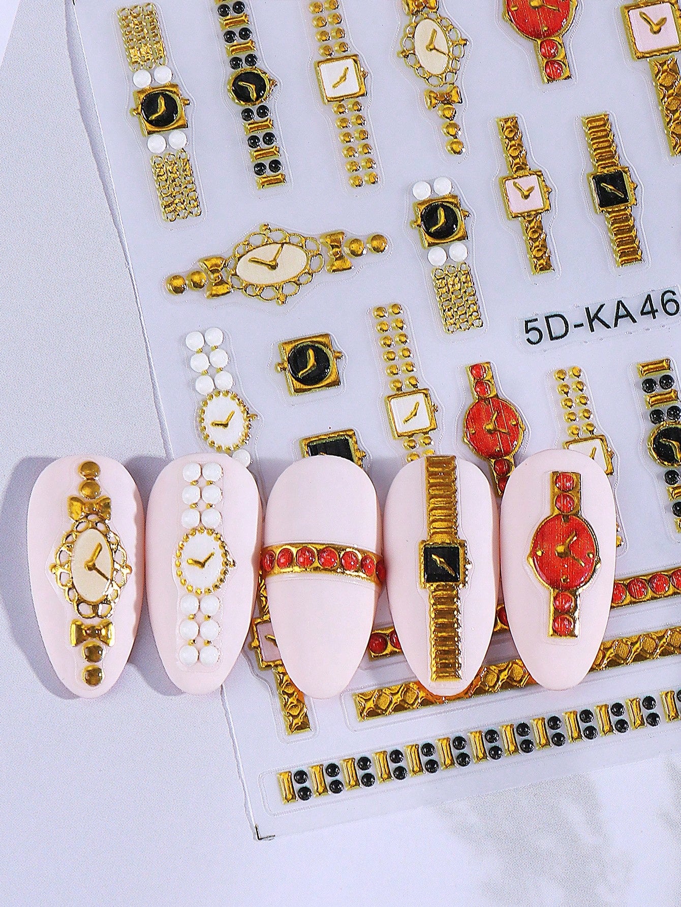Vintage Embossed Watch Design Nail Art Stickers | 2 PCs