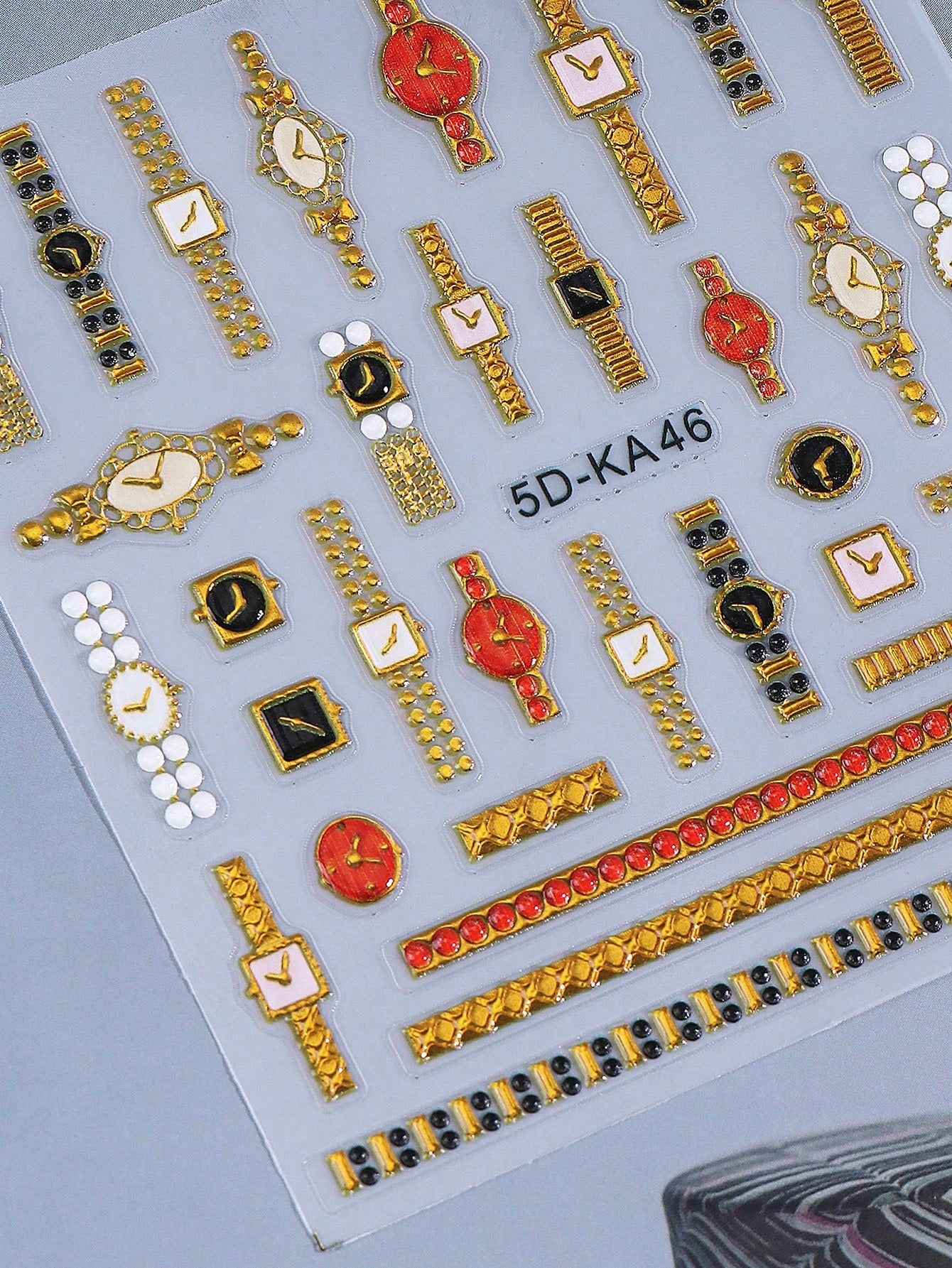 Vintage Embossed Watch Design Nail Art Stickers | 2 PCs