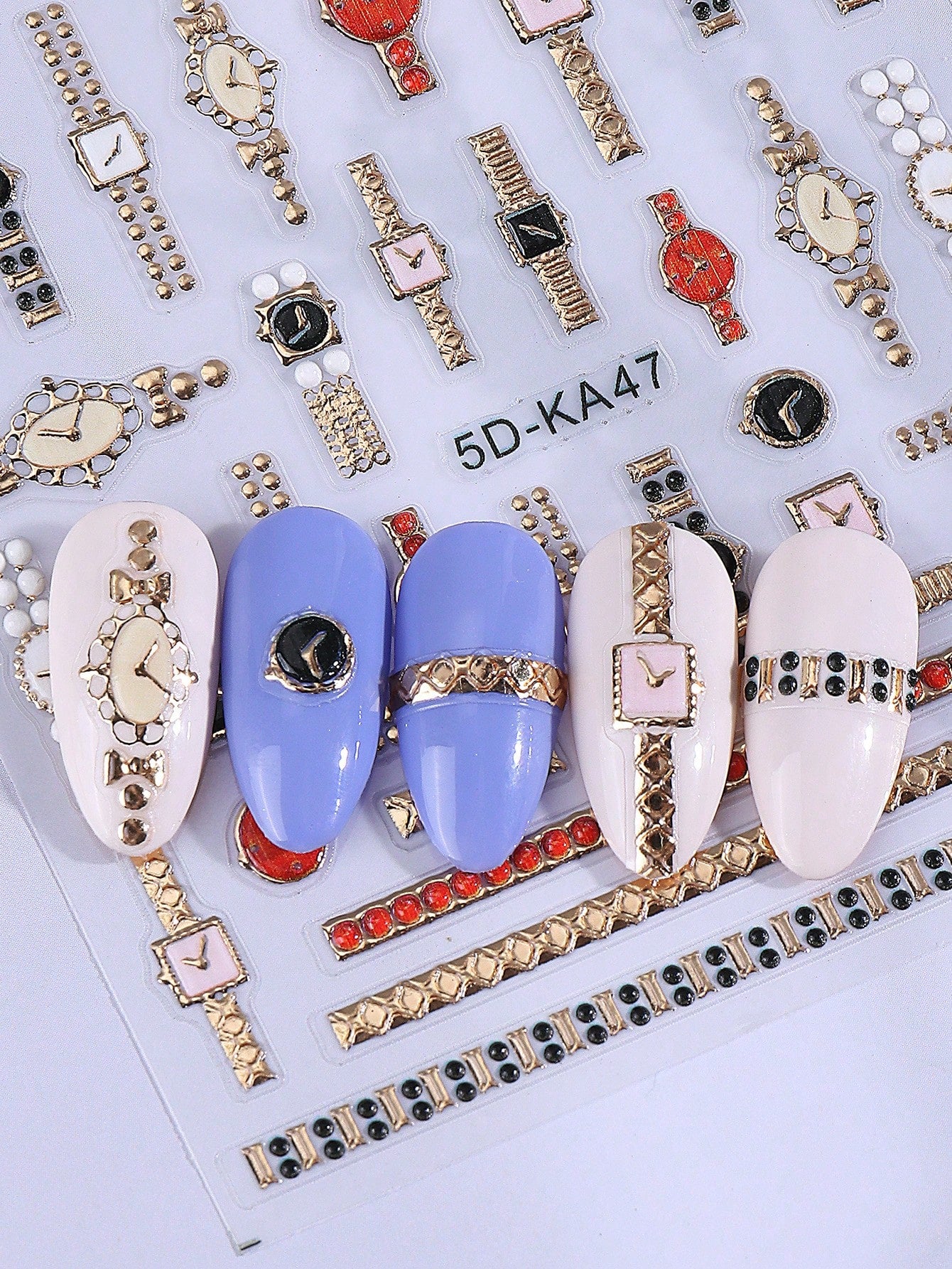 Vintage Embossed Watch Design Nail Art Stickers | 2 PCs