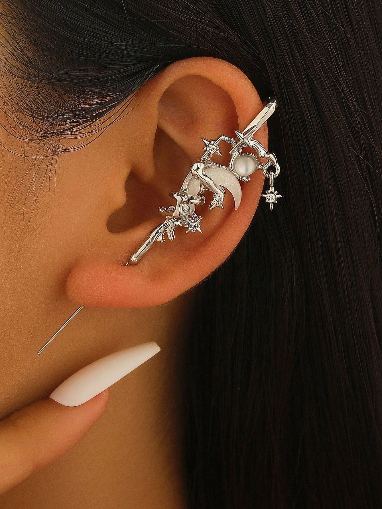 Star & Moon Pierced Earring | Earcuff
