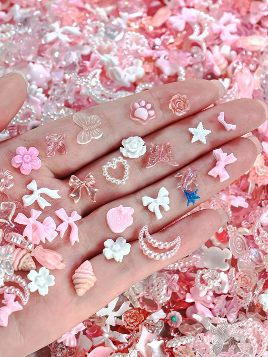 On Wednesdays We Wear Pink Nail Art Charms | Pink Kawaii Nail Charms | 50PCs
