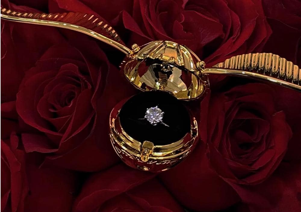 Magical Winged Ball Ring Box & Wand Necklace, The Perfect Fantasy Proposal Set