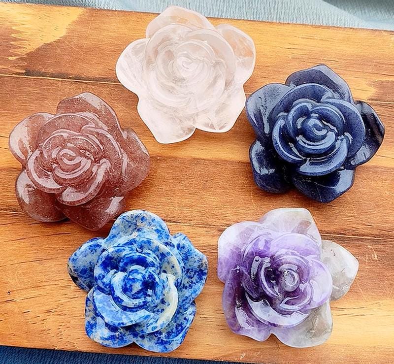 Crystal Rose Carvings 6cm | Energetic Decor & Ritual Companion