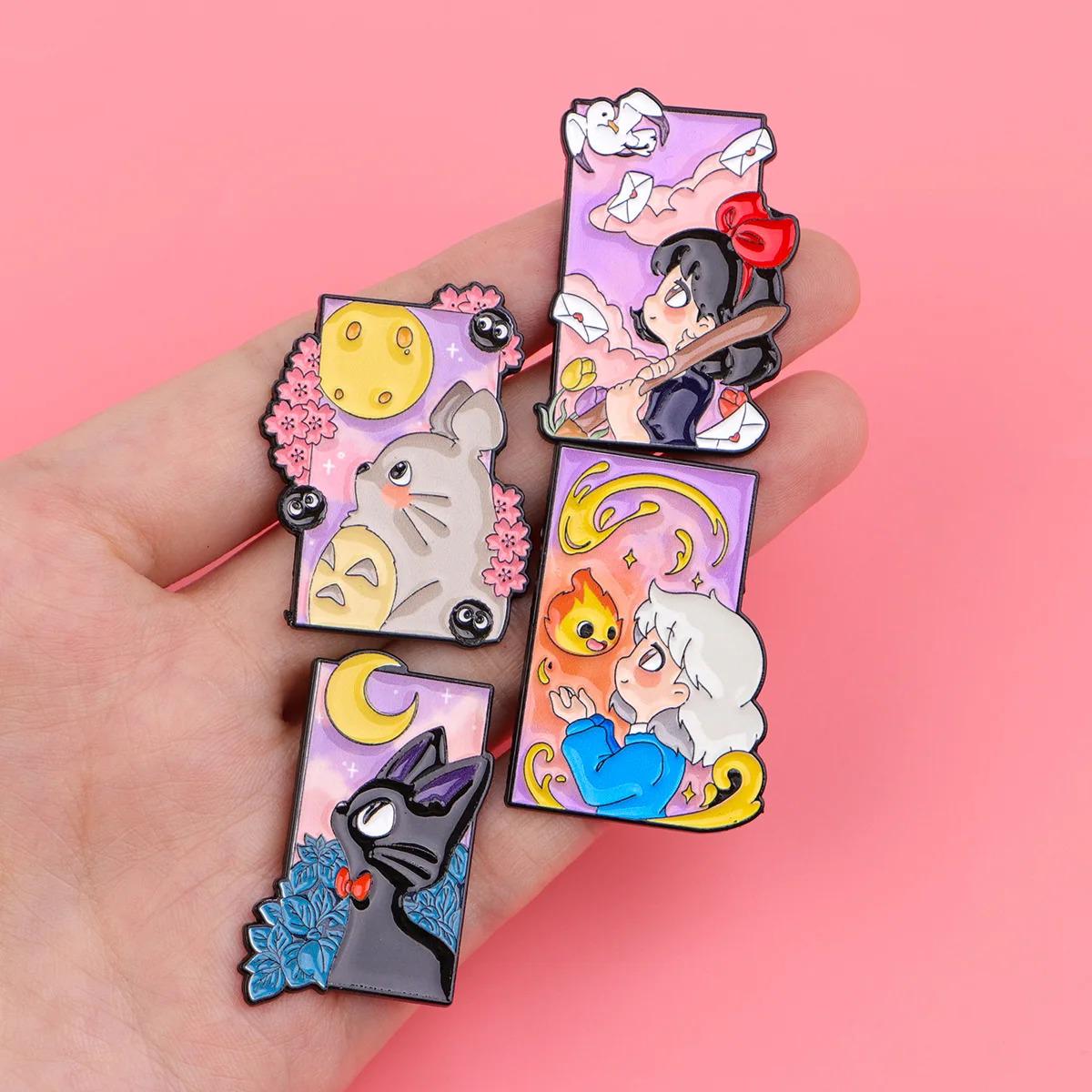 Studio Ghibli Enamel Pins - Totoro, Kiki, No-Face, Haku, Calcifer, Pastel Anime Pins