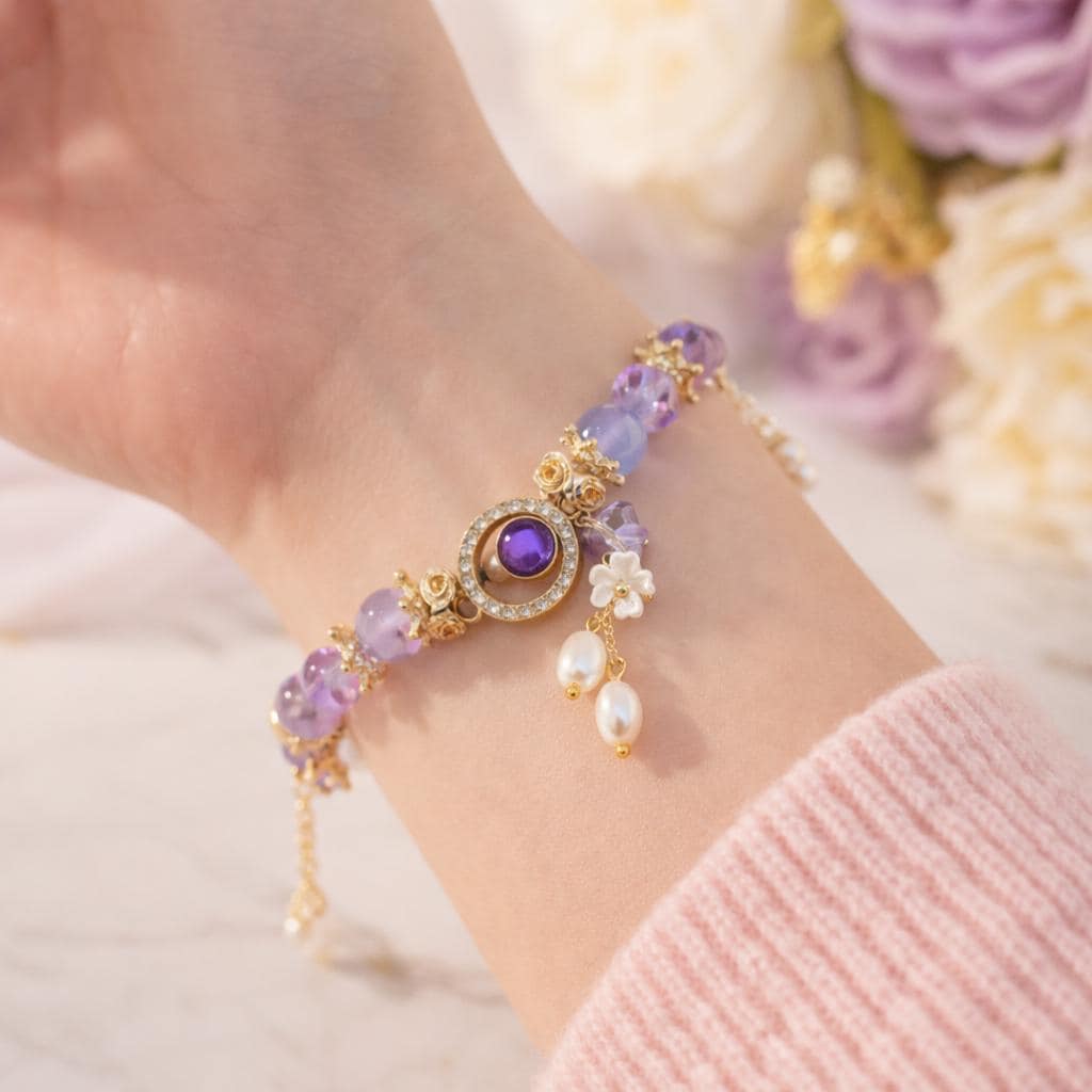 Amethyst - Pastel Celestial Pearl Bracelet