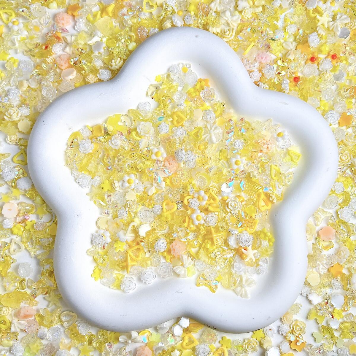 Golden Hour Glam, 50pcs Summer-Inspired Nail Charms for a Radiant Look