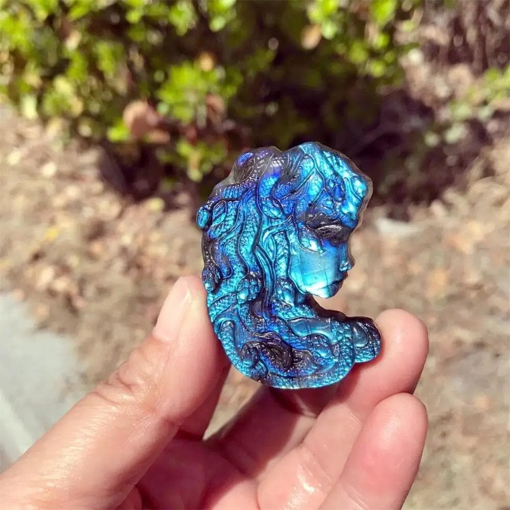 Labradorite Medusa Carving, Protective Crystal for Intuition, Shadow Work & Feminine Power