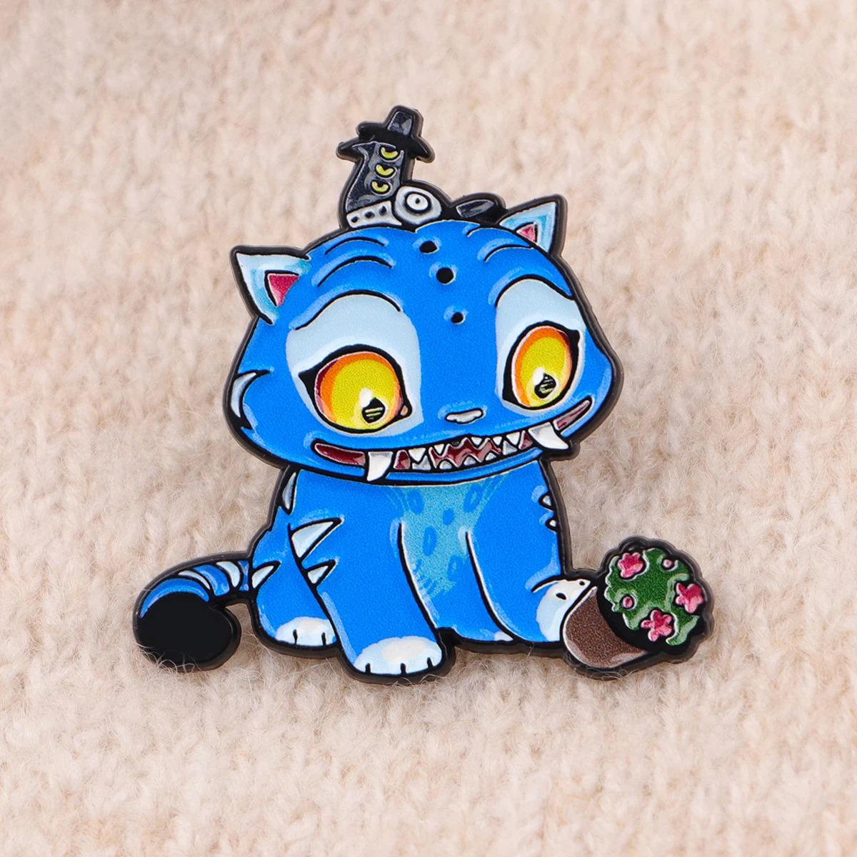 Whimsical Anime & Cartoon Enamel Pins Blue Cats, Soda Pop, Huntax Girls, Detective Bird Buy Individually or Full Set