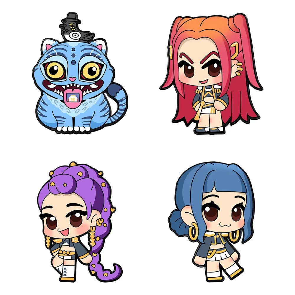 Cute Chibi KPOP Demon Hunters Enamel Pins Metal Badge Brooch for Jewelry Accessory Gifts for Kids Friends