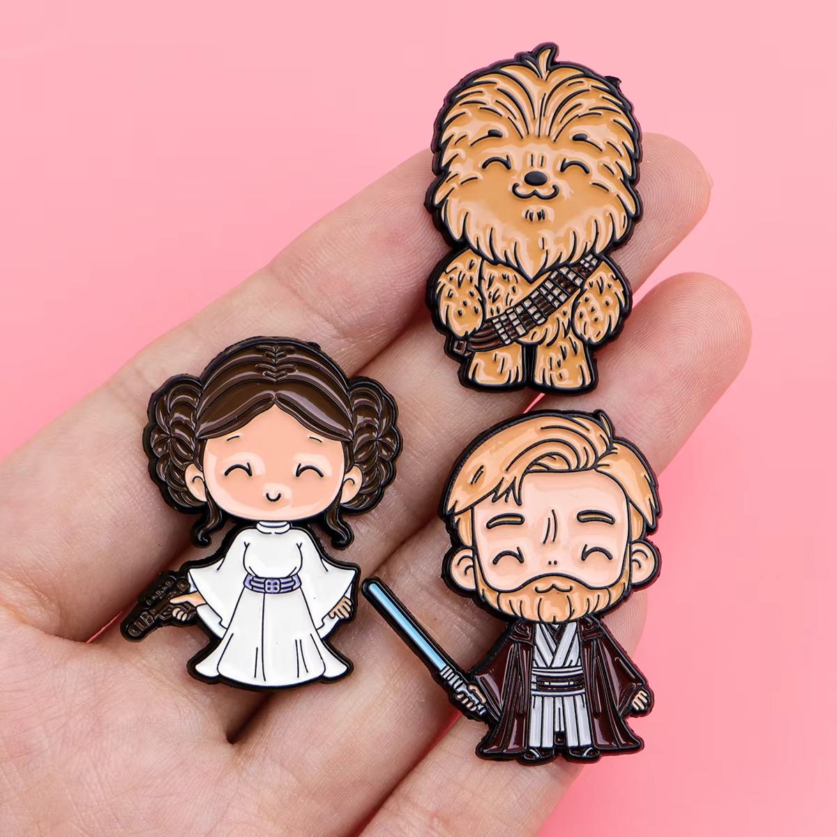 Chibi Star Wars Inspired Enamel Pins Cartoon Jedi, Princess, Droid & Space Characters