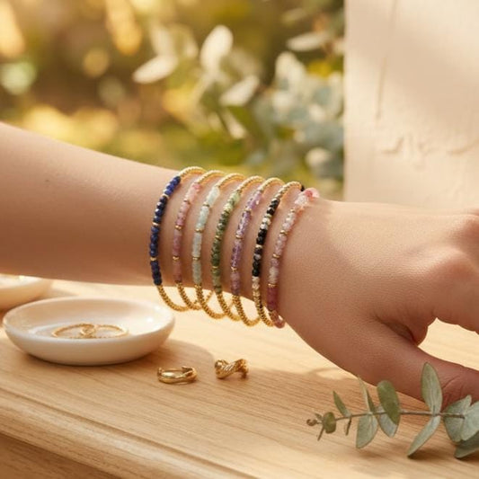 18K Gold Plated Dainty Natural Healing Stone Bracelet