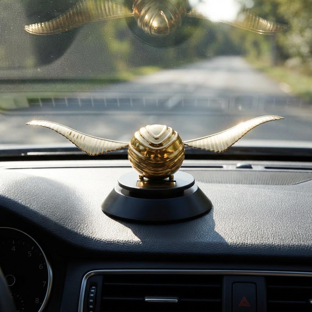 Solar Powered Wizard Car Air Freshener, Moving Wings Dashboard Ornament, Geek Car Accessory Gift for Him, Magical Car Decor, Nerd Gift