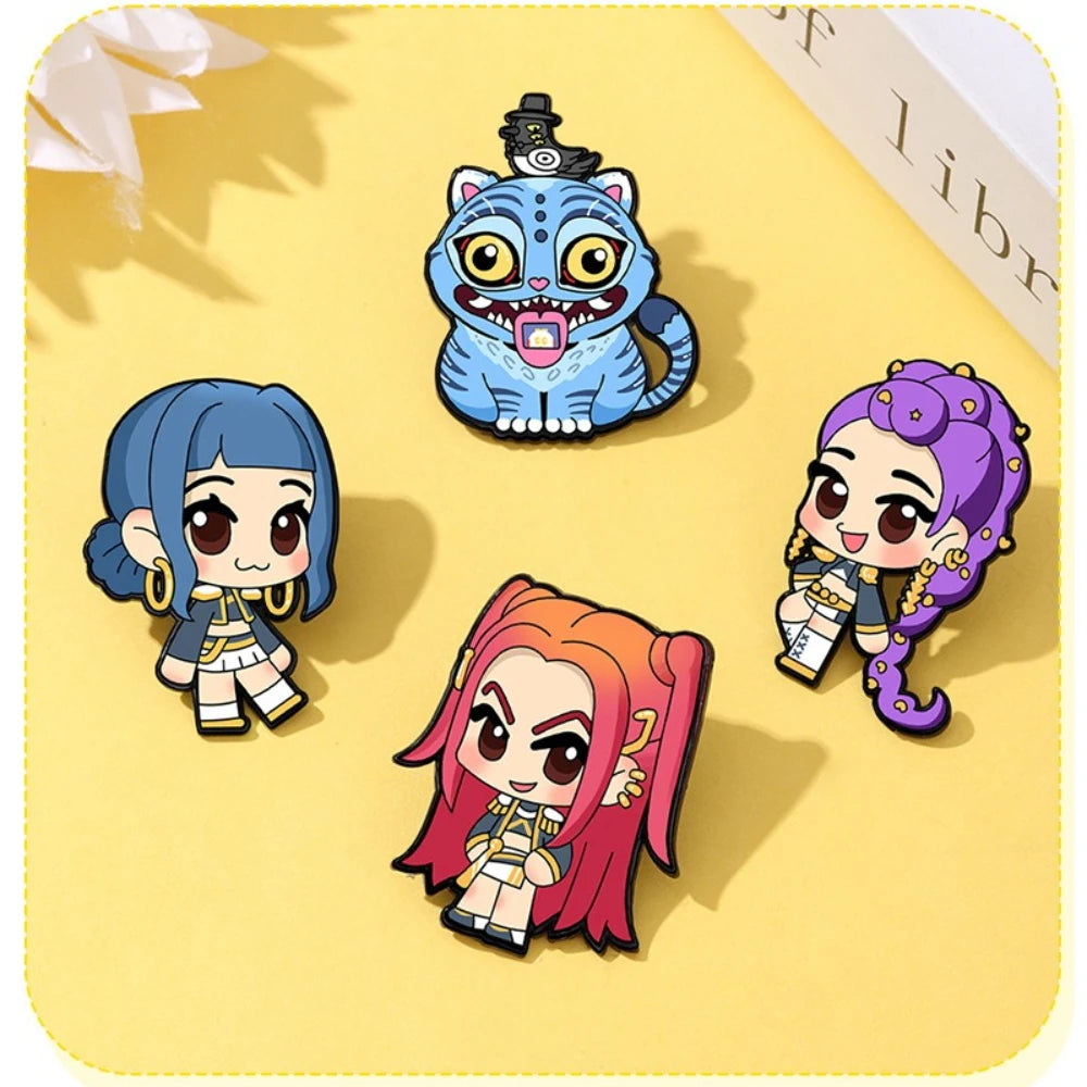 Cute Chibi KPOP Demon Hunters Enamel Pins Metal Badge Brooch for Jewelry Accessory Gifts for Kids Friends