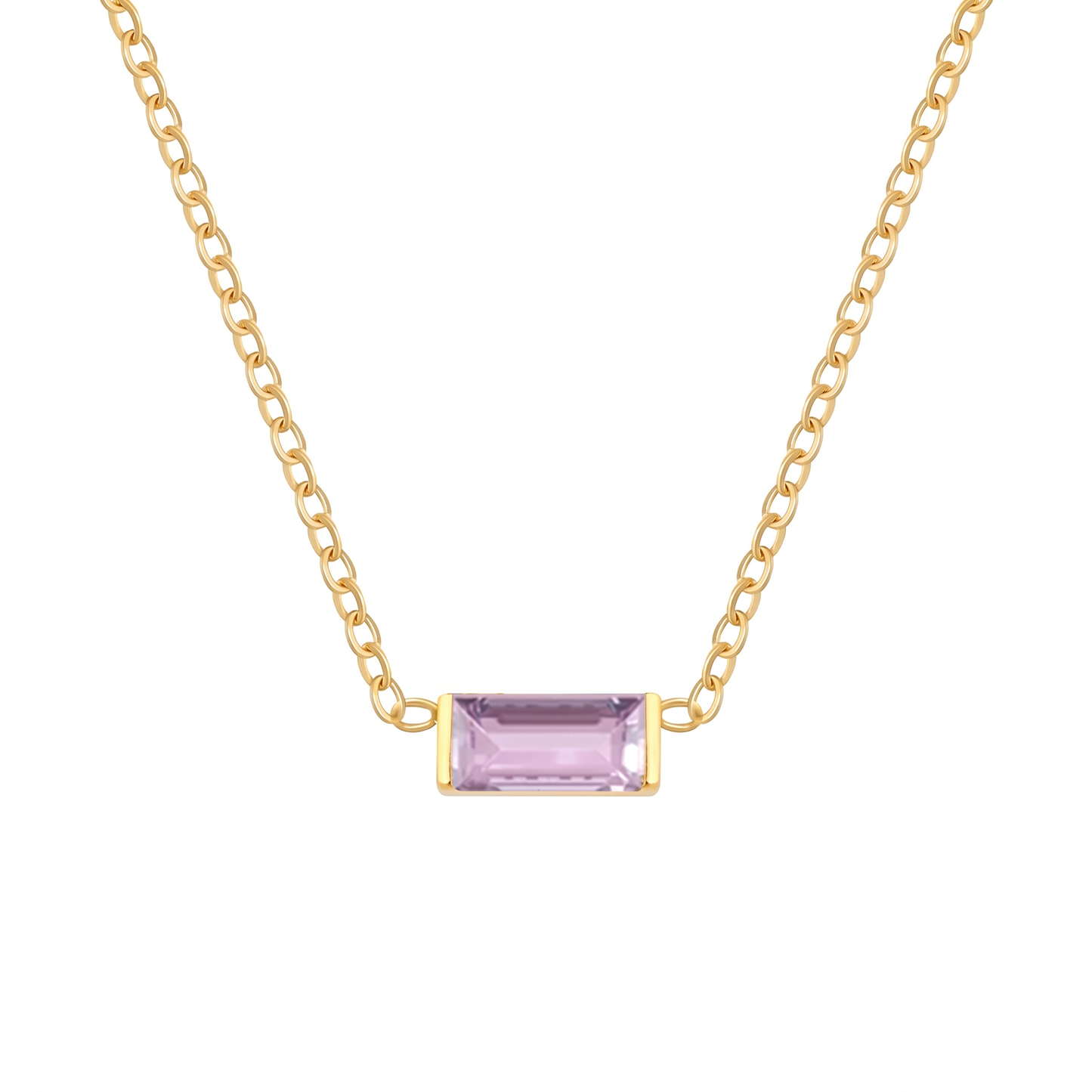 Gold Birthstone Necklace – Minimalist Crystal Bar Pendant Necklace, Personalized Jewelry Gift for Women