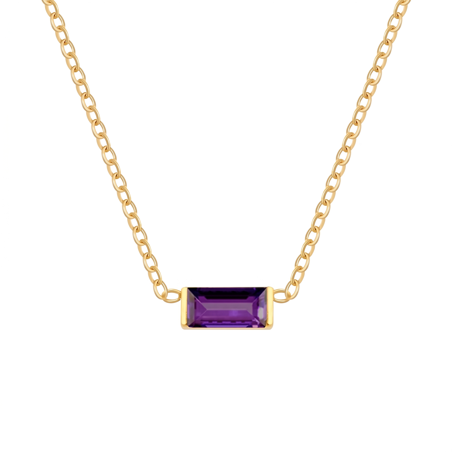 Gold Birthstone Necklace – Minimalist Crystal Bar Pendant Necklace, Personalized Jewelry Gift for Women