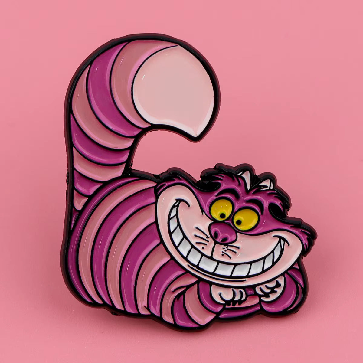 Alice in Wonderland Enamel Pin, Heart-Shaped Fantasy Lapel Pin with Cheshire Cat