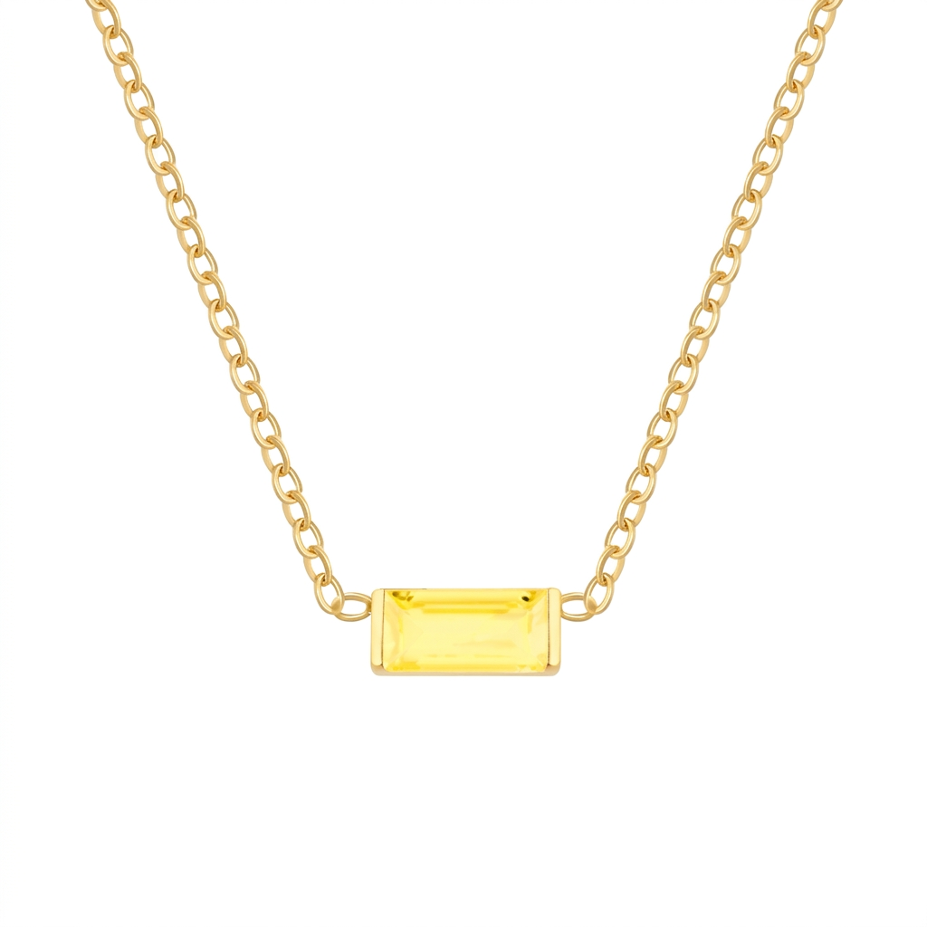 Gold Birthstone Necklace – Minimalist Crystal Bar Pendant Necklace, Personalized Jewelry Gift for Women