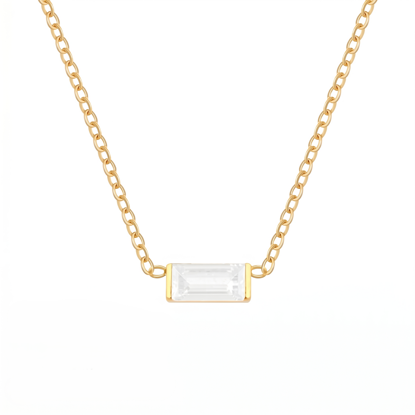 Gold Birthstone Necklace – Minimalist Crystal Bar Pendant Necklace, Personalized Jewelry Gift for Women