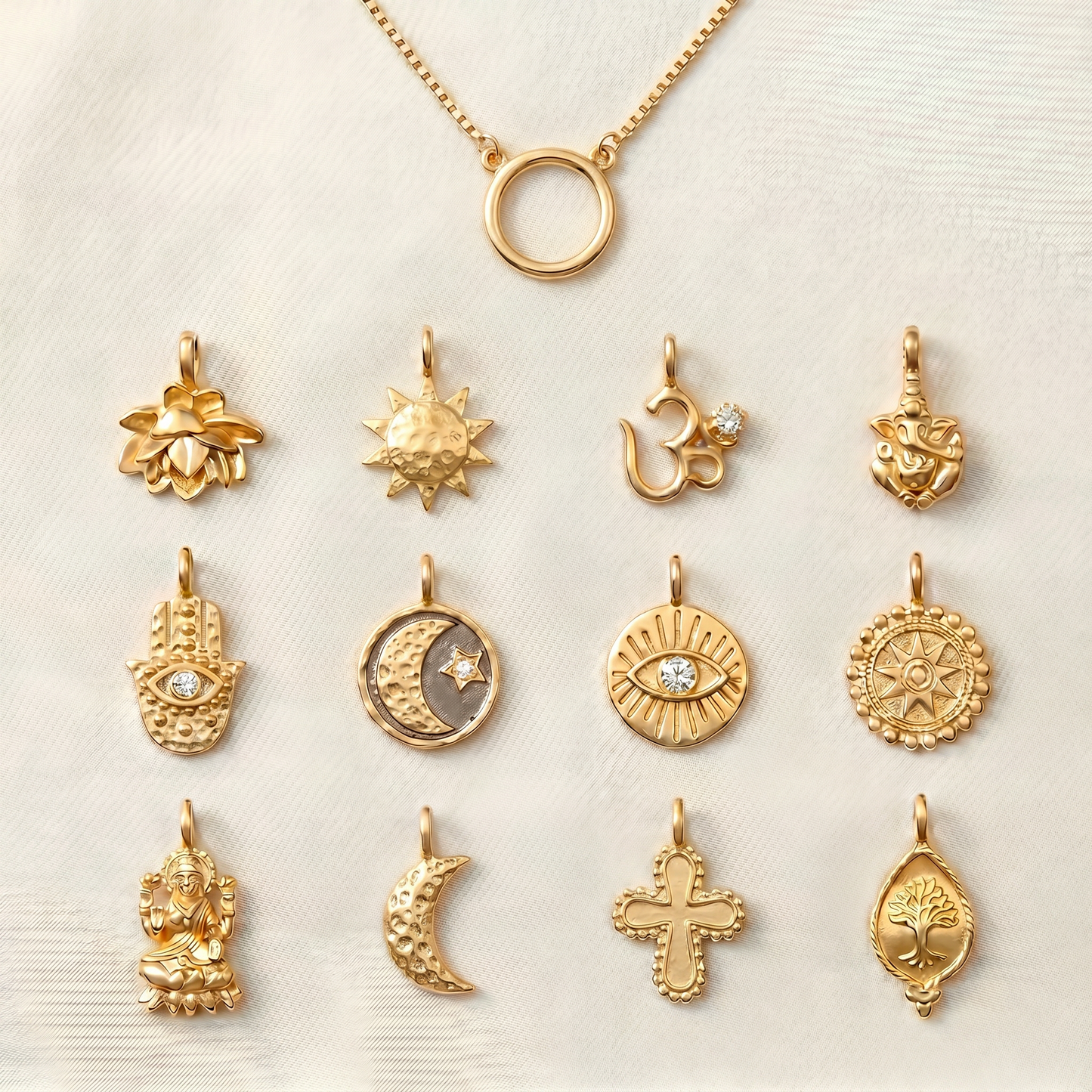 Gold Charm Necklace – Customizable Pendant Necklace, Minimalist Jewelry Gift for Women
