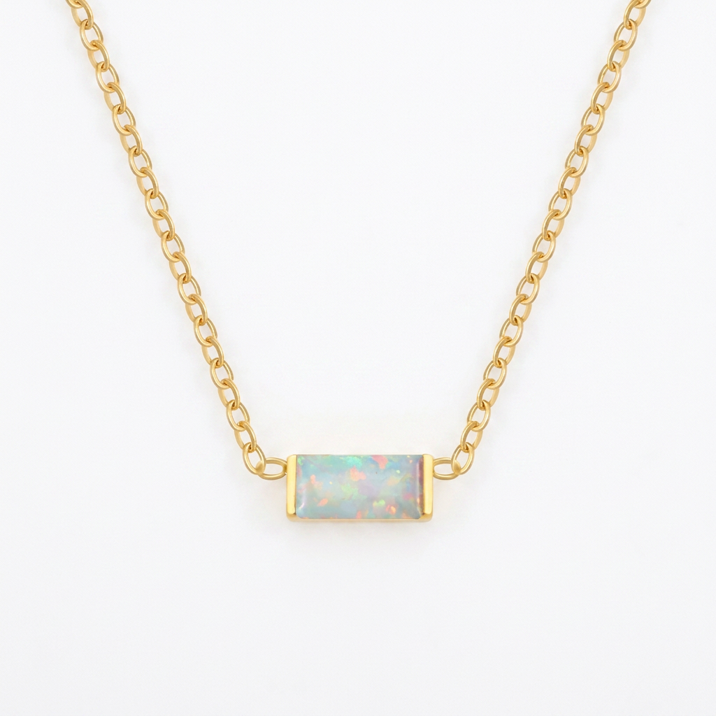 Gold Birthstone Necklace – Minimalist Crystal Bar Pendant Necklace, Personalized Jewelry Gift for Women