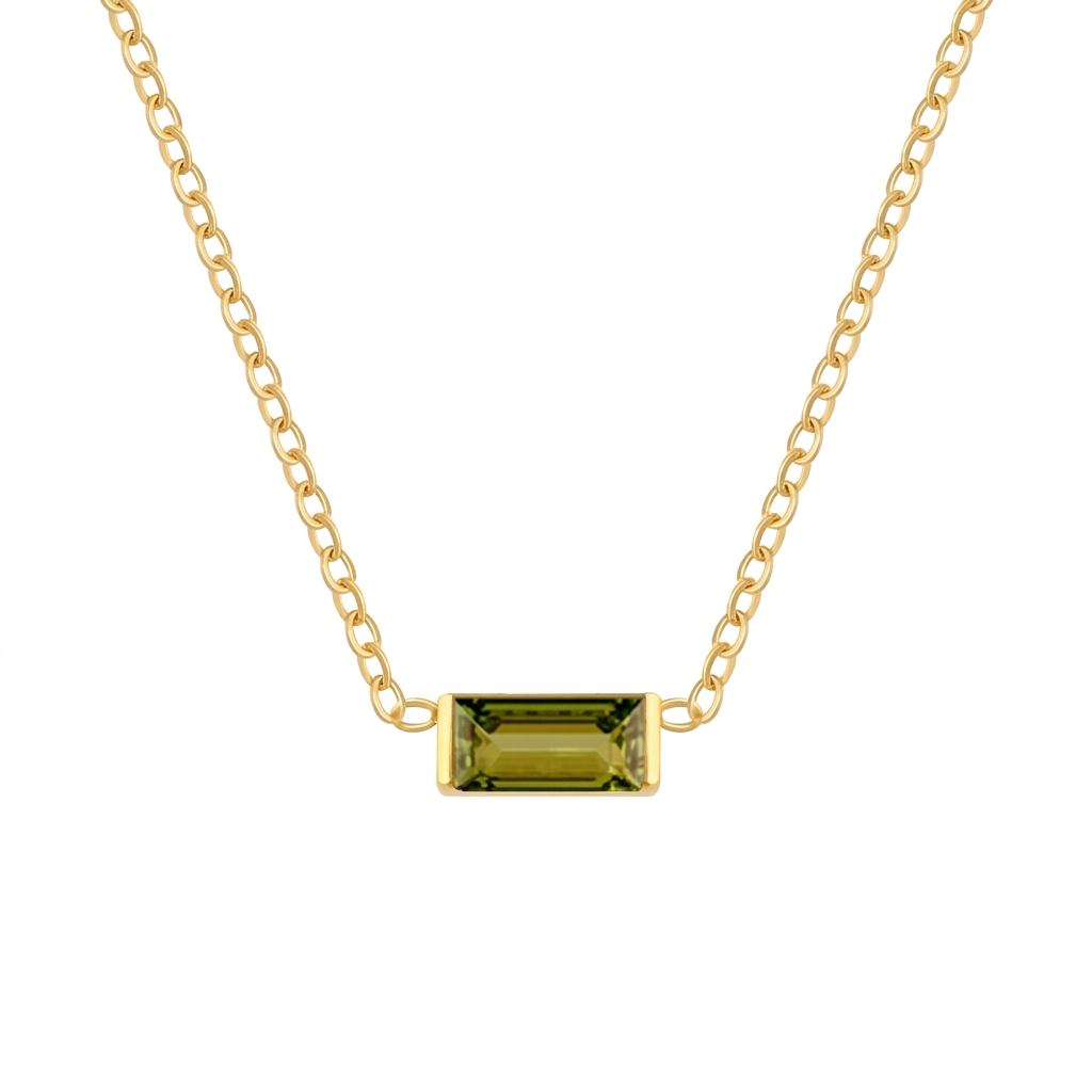 Gold Birthstone Necklace – Minimalist Crystal Bar Pendant Necklace, Personalized Jewelry Gift for Women