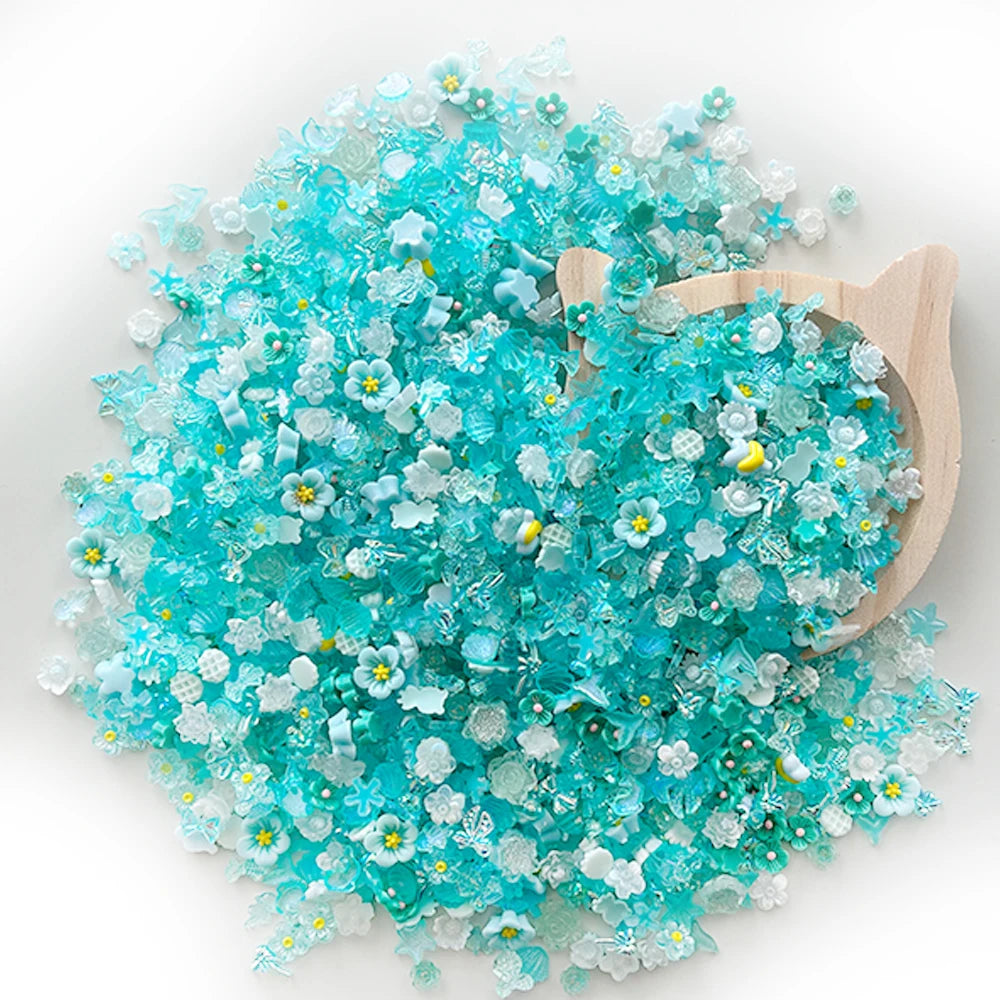 100PCS Random Mixed Strawberry Flowers Nail Charms Sweet Resin Flatback