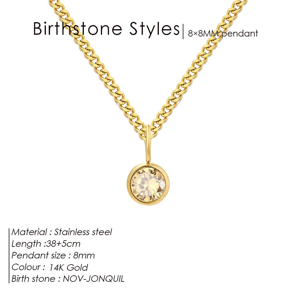 Custom Birthstone Chain Necklace – Choose Your Metal & Stone
