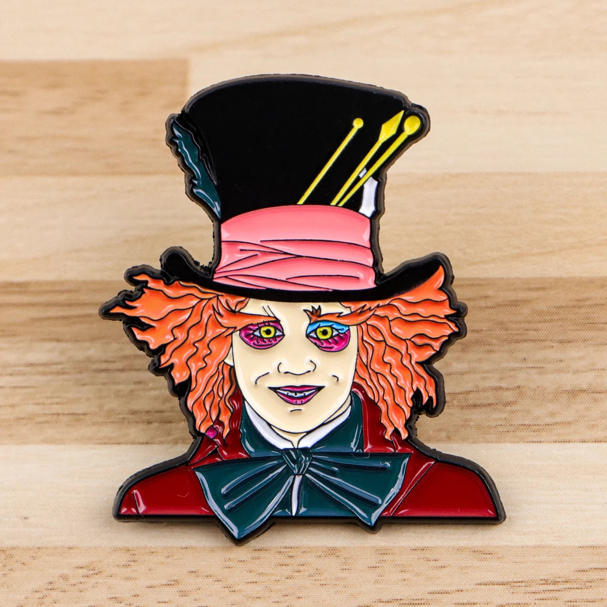 Mad Hatter Enamel Pin – Wonderland-Inspired Fantasy Collectible  Bold Colors & Whimsical Design