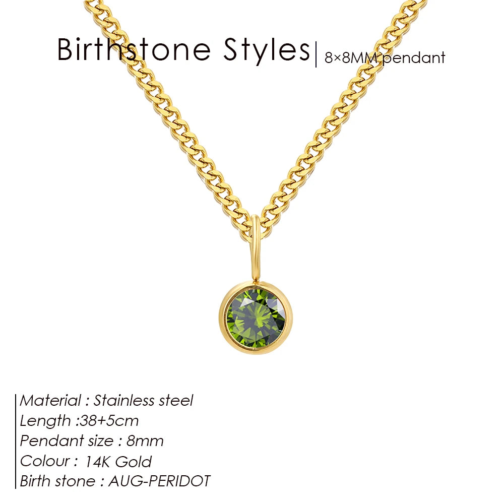 Custom Birthstone Chain Necklace – Choose Your Metal & Stone