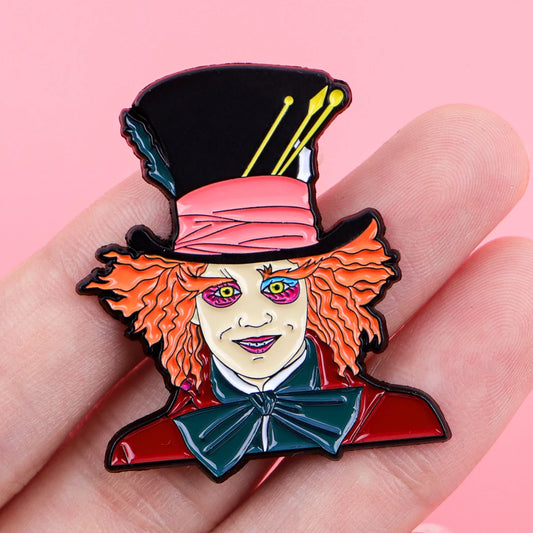 Mad Hatter Enamel Pin – Wonderland-Inspired Fantasy Collectible  Bold Colors & Whimsical Design