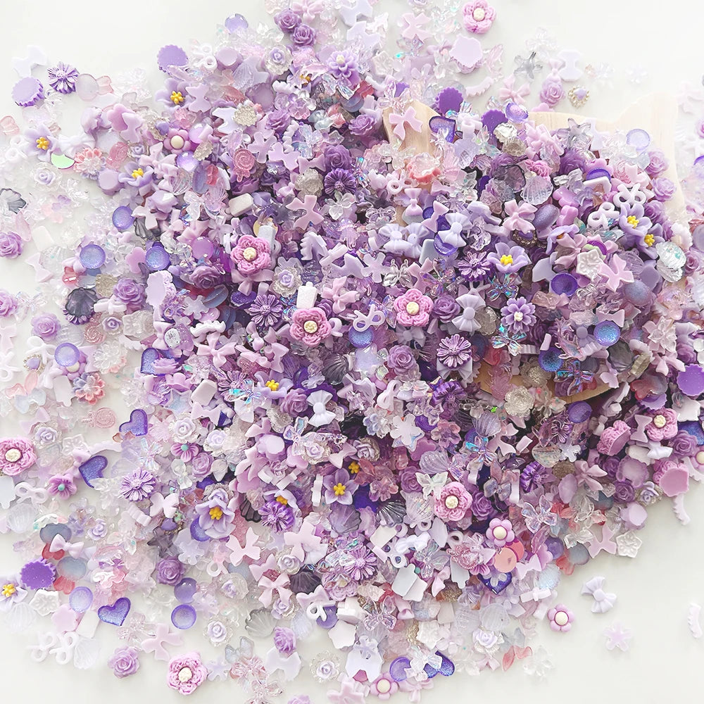 100PCS Random Mixed Strawberry Flowers Nail Charms Sweet Resin Flatback