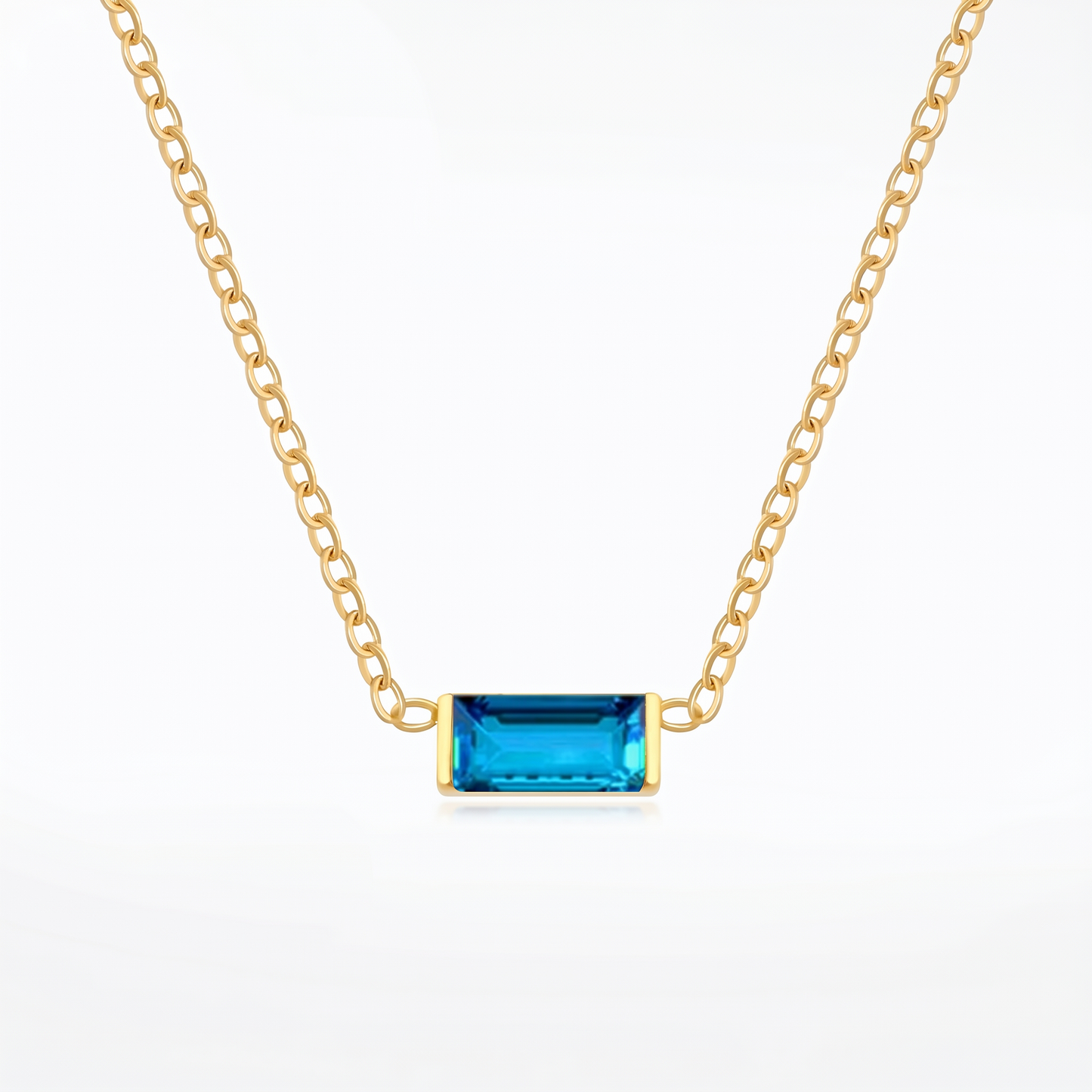 Gold Birthstone Necklace – Minimalist Crystal Bar Pendant Necklace, Personalized Jewelry Gift for Women
