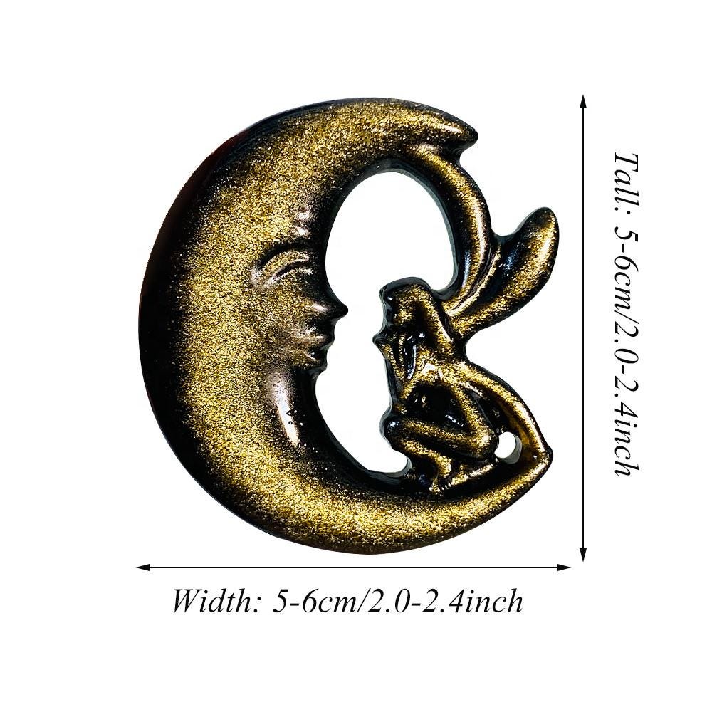 Obsidian Moon and Fairy Carving (6cm) Protective Lunar for Intuition & Shadow Work