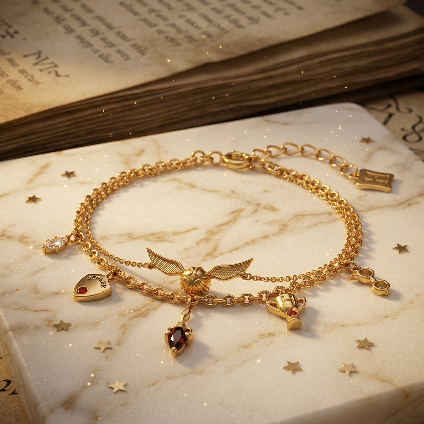 Magical Wizard-Inspired Charm Bracelet – Fantasy Book Lover Jewelry
