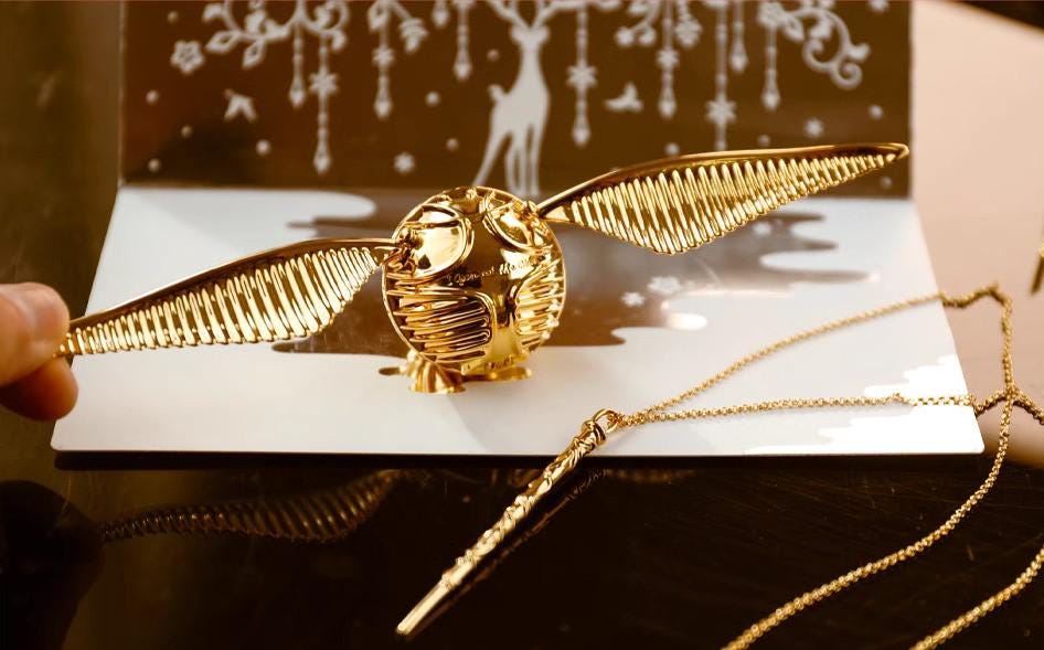 Magical Winged Ball Ring Box & Wand Necklace, The Perfect Fantasy Proposal Set