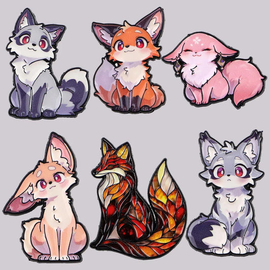 Stained Glass Fox Enamel Pin - Vibrant Red & Orange Lapel Brooch, Woodland Animal Accessory